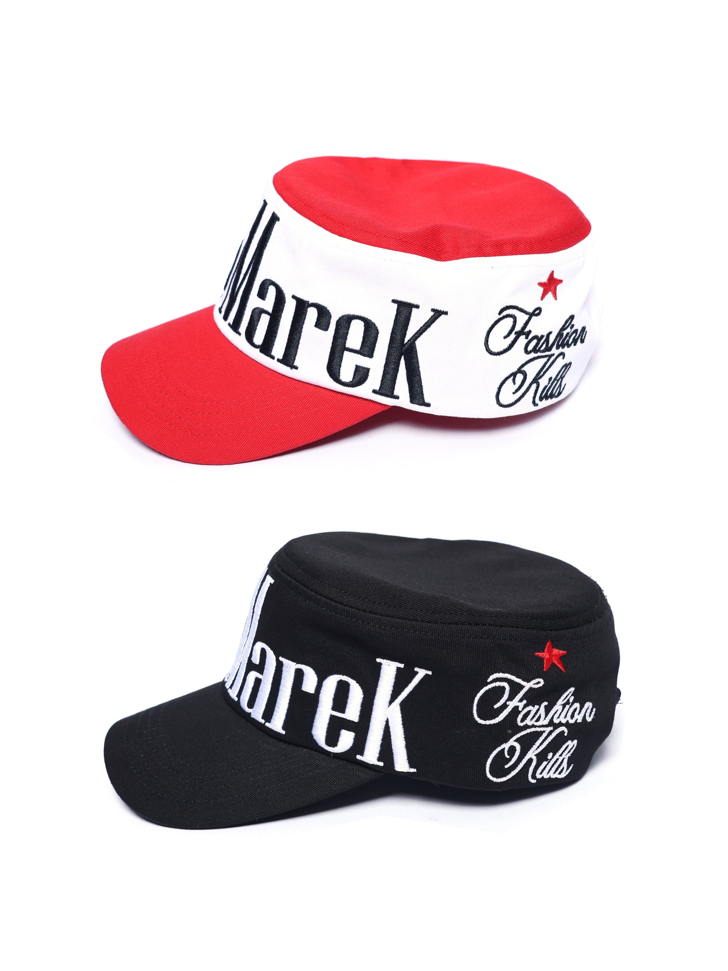 GROUPMAREK[GMK] Marekboro two-tone flat top embroidered duck tongue casual curved brim hat