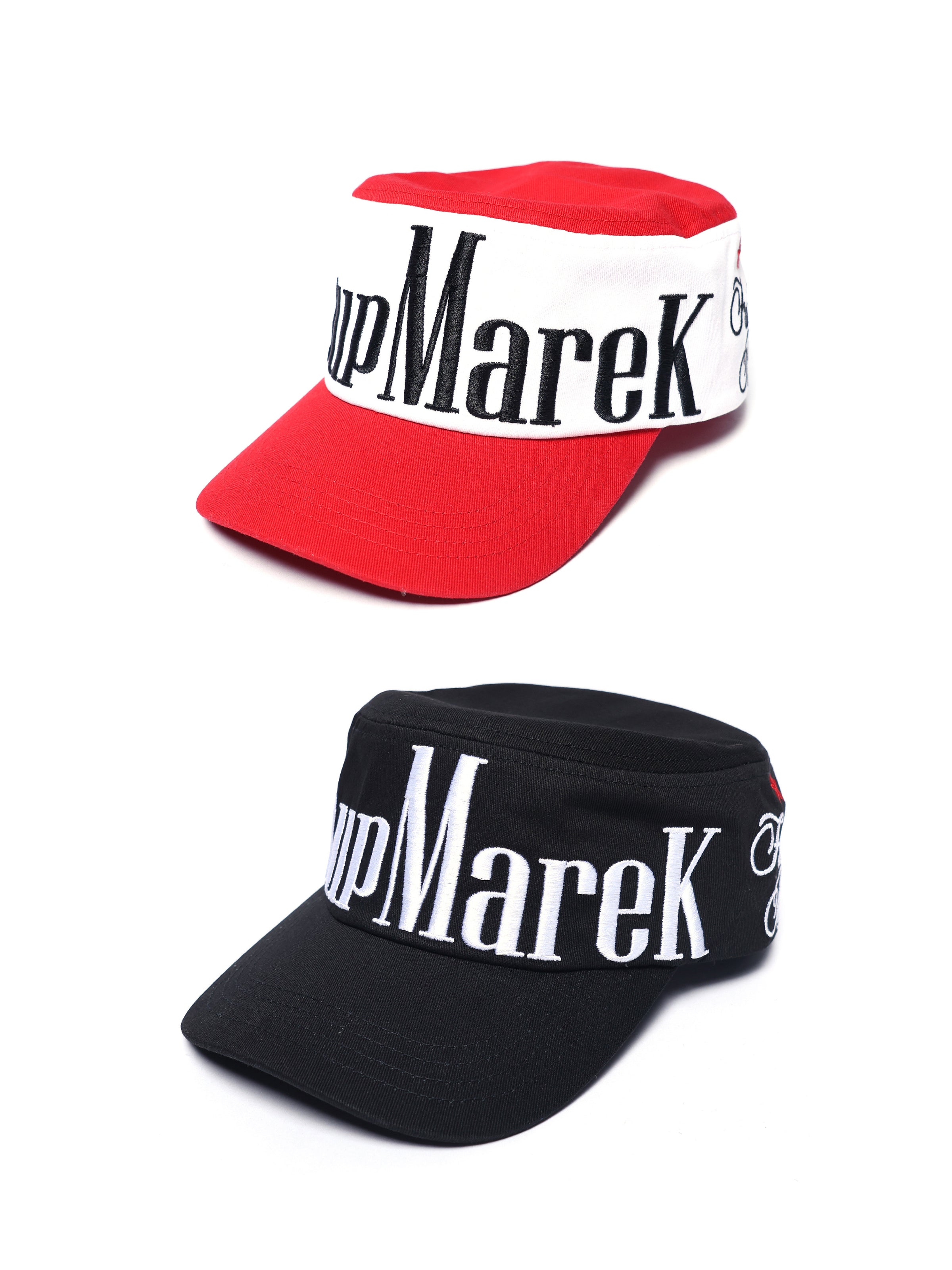 GROUPMAREK[GMK] Marekboro two-tone flat top embroidered duck tongue casual curved brim hat