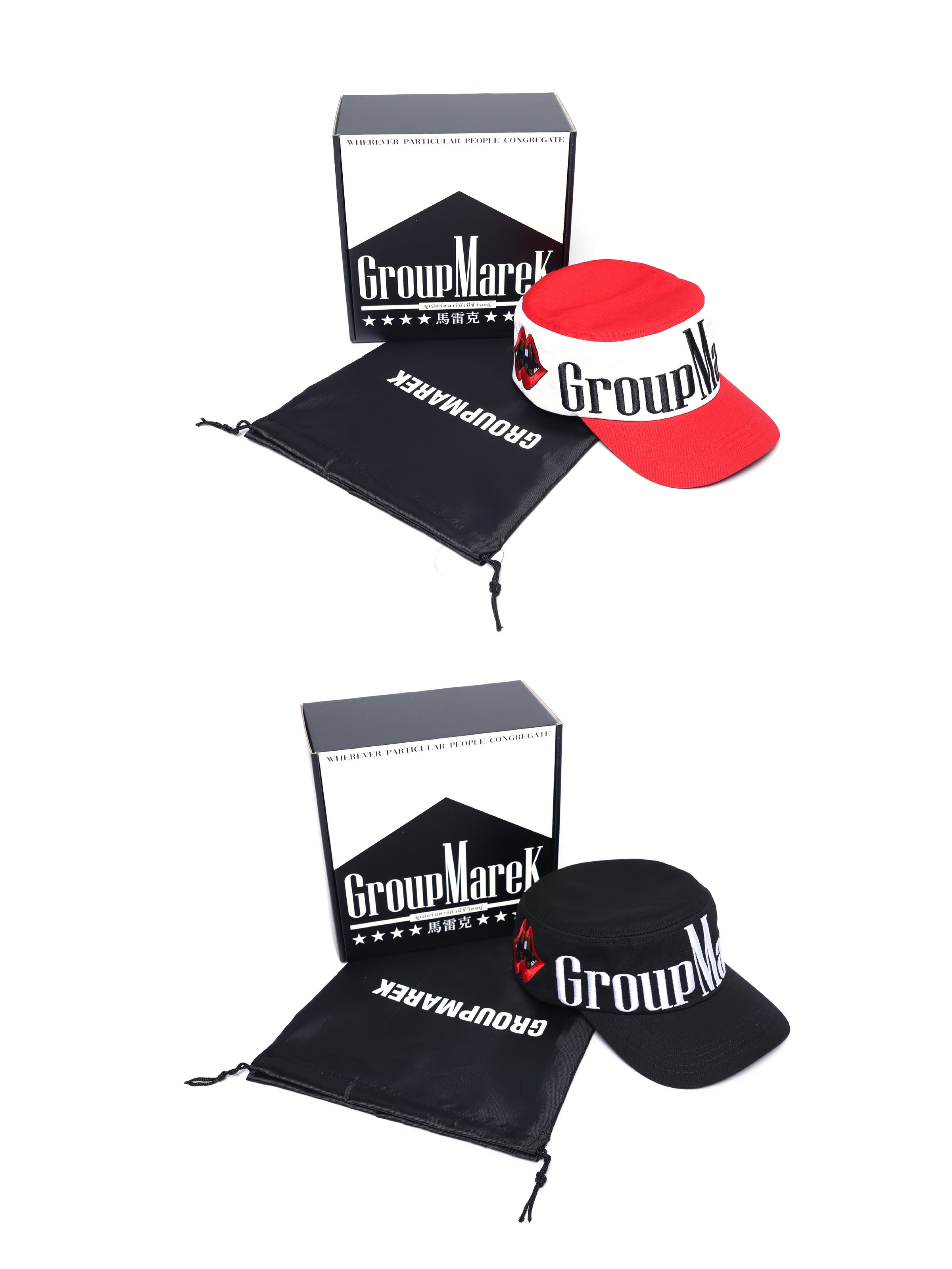 GROUPMAREK[GMK] Marekboro two-tone flat top embroidered duck tongue casual curved brim hat